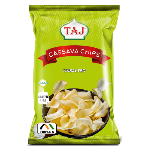Taj Cassava Chips Unsalted 200g