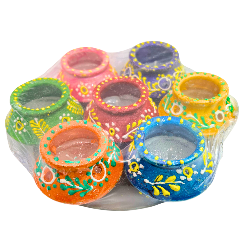 Colourful-Diyas-With-Wax-2