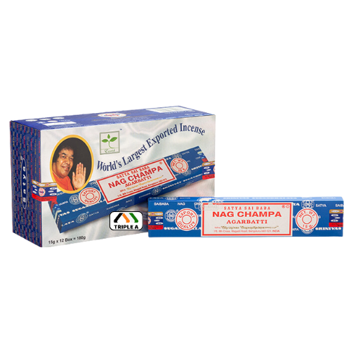 Satya Sai Baba Nag Champa Incense Sticks 15g x 12 Boxes