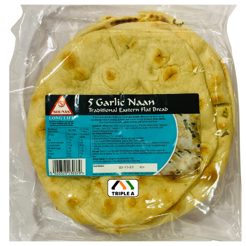 Sounas Garlic Naan Breads 5Pcs